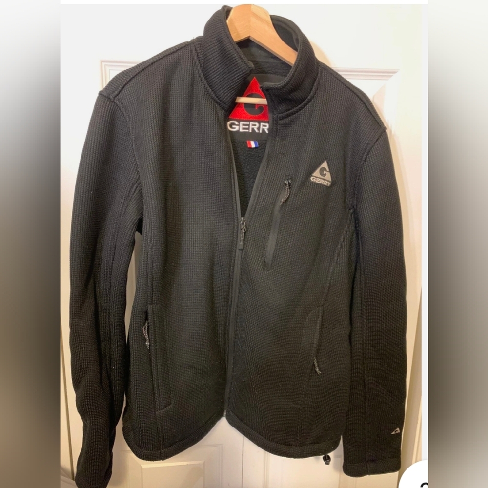 Gerry Weber Black Knit Mens Large Bomber Jacket Fleece Lining